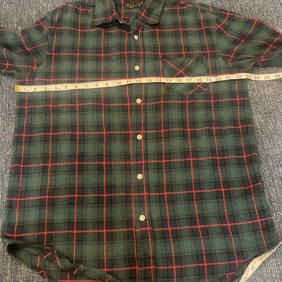 Activa mens green, blue and red plaid Flannel Shirt size large - Picture 6 of 7